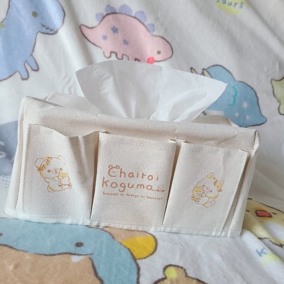 Rilakkuma - Tanpopo and Futago Hamster - Six Pockets Tissue Box Cover (Brown) - Picture 2 of 2